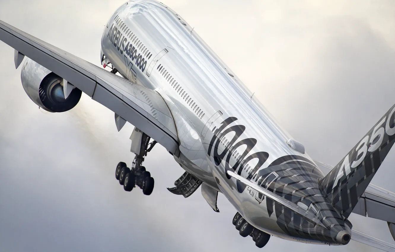 Photo wallpaper The plane, Liner, Engine, Airbus, Chassis, A passenger plane, Airbus A350 XWB, Airbus A350-1000