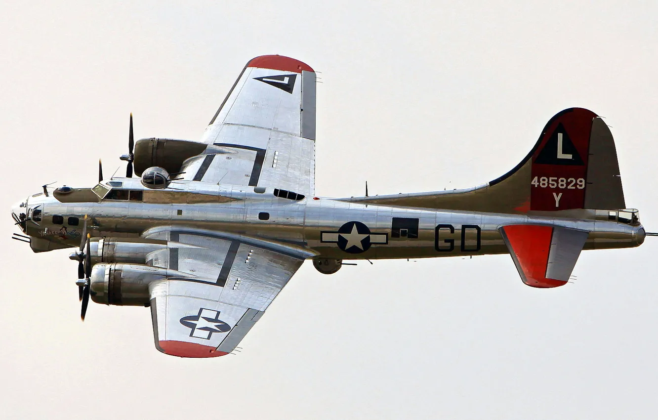 Photo wallpaper the sky, flight, fortress, bomber, the plane, Boeing, flying, B-17