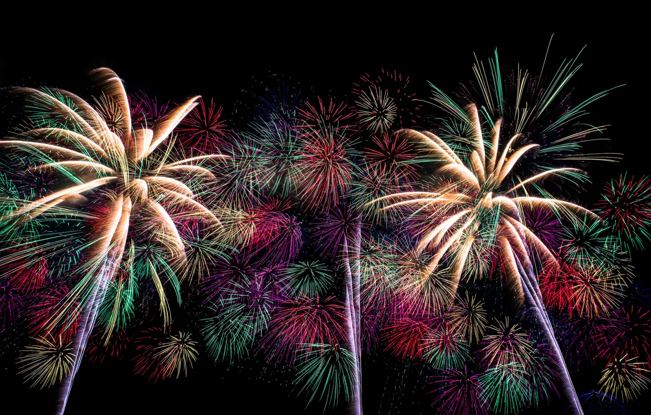 Photo wallpaper the sky, night, lights, salute, fireworks