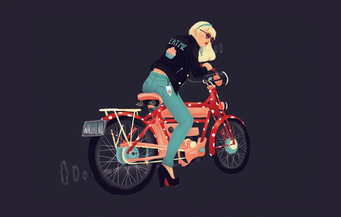 Photo wallpaper girl, vector, motorcycle