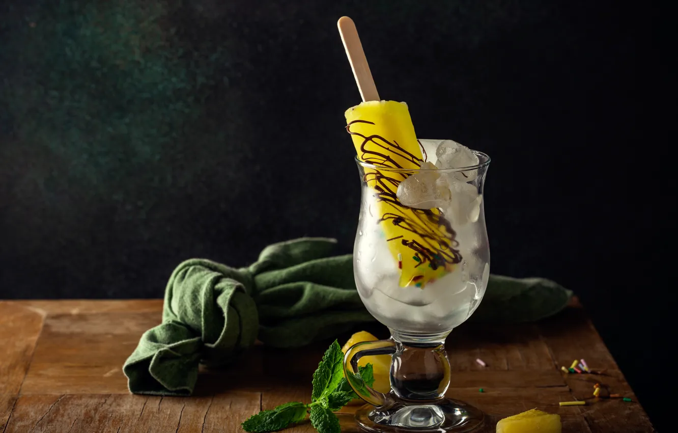 Photo wallpaper ice, glass, ice cream, dessert, anisovoe, Iryna Melnyk