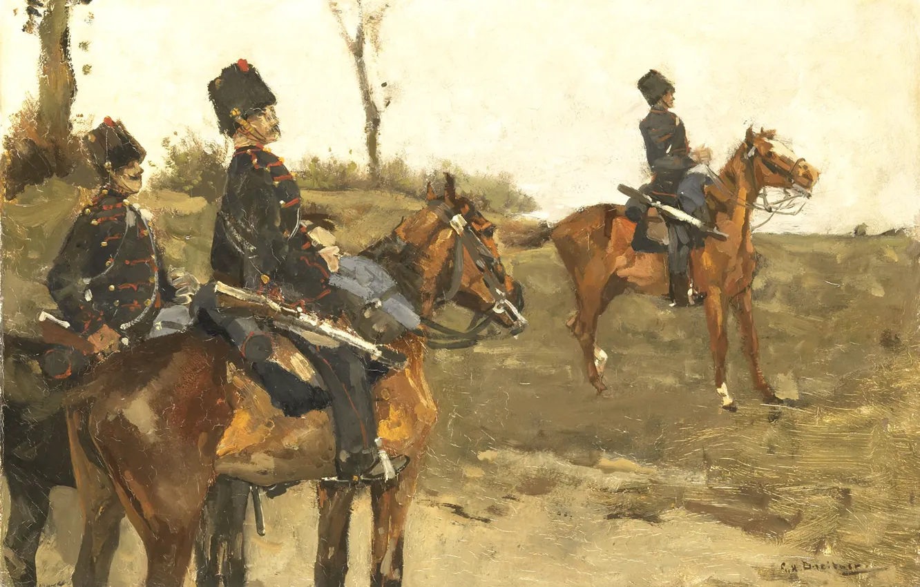 Photo wallpaper picture, hussars, genre, Georg Hendrik Breitner
