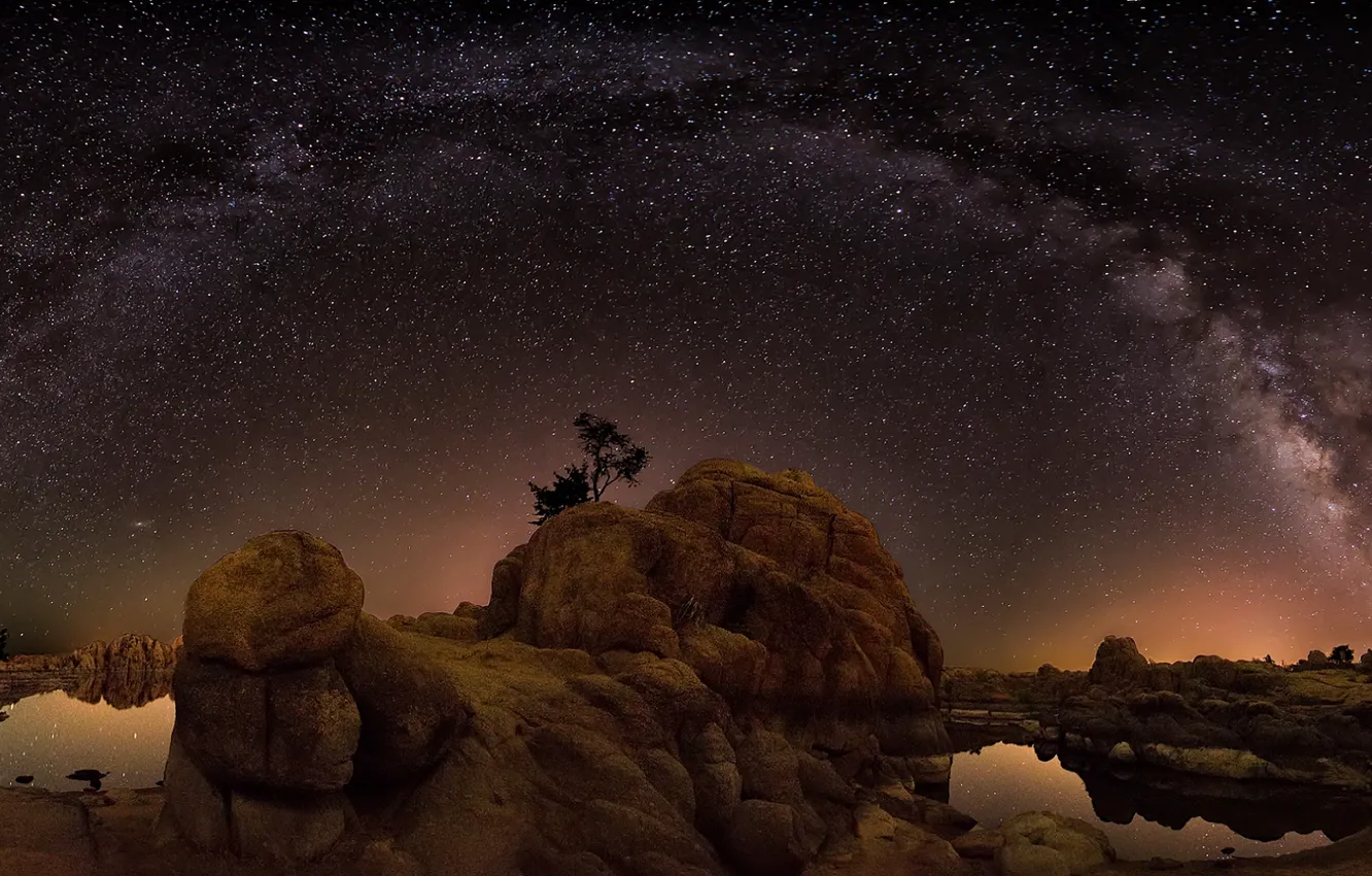 Photo wallpaper the sky, stars, mountains, night, the milky way