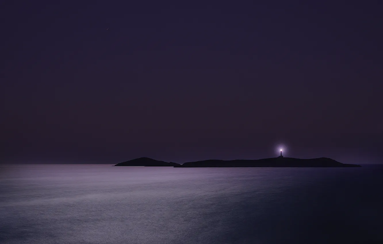 Photo wallpaper sea, Islands, night, lighthouse