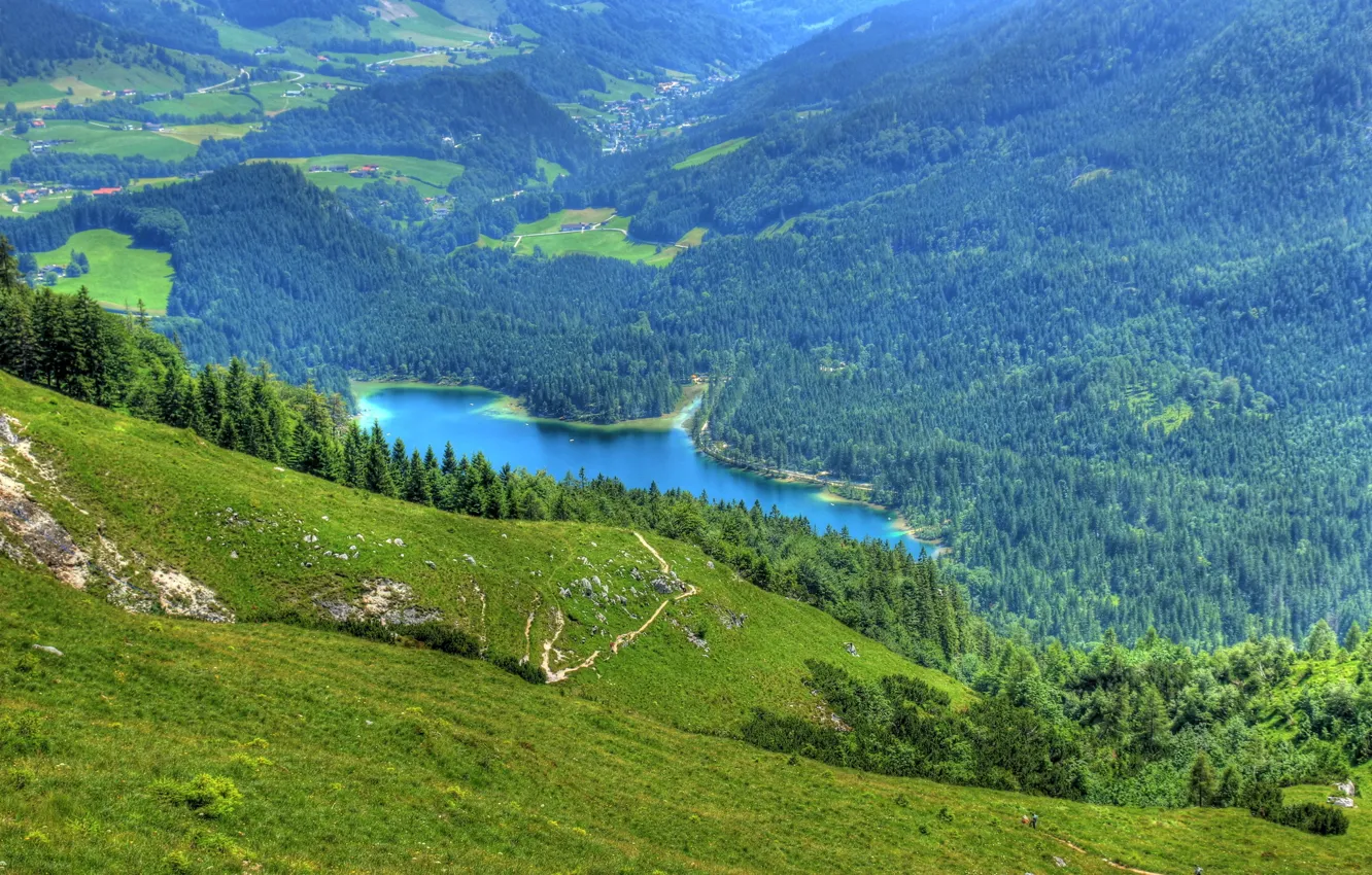 Photo wallpaper landscape, nature, lake, Germany, Bayern, top, Ramsau bei Berchtesgaden