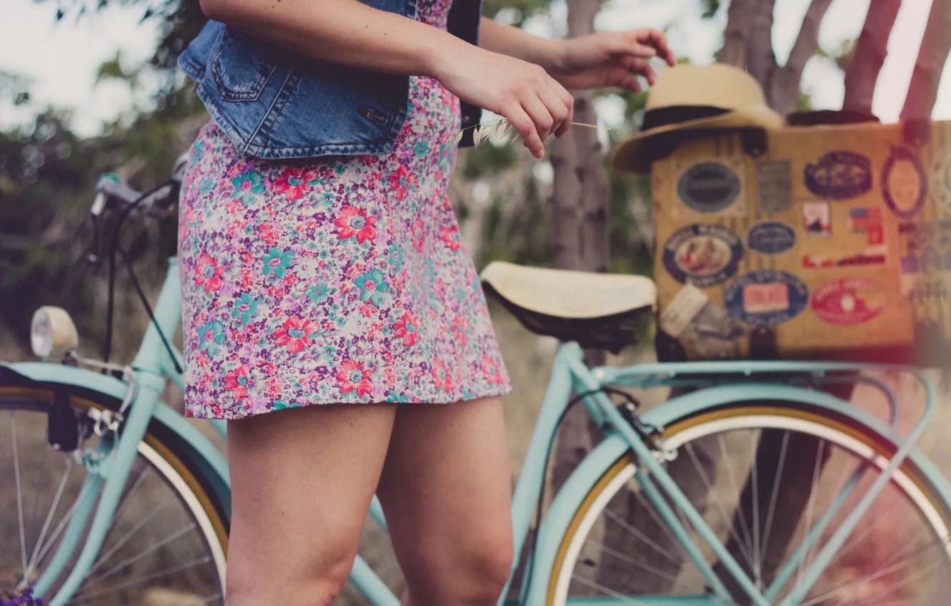Photo wallpaper summer, bike, feet, dress