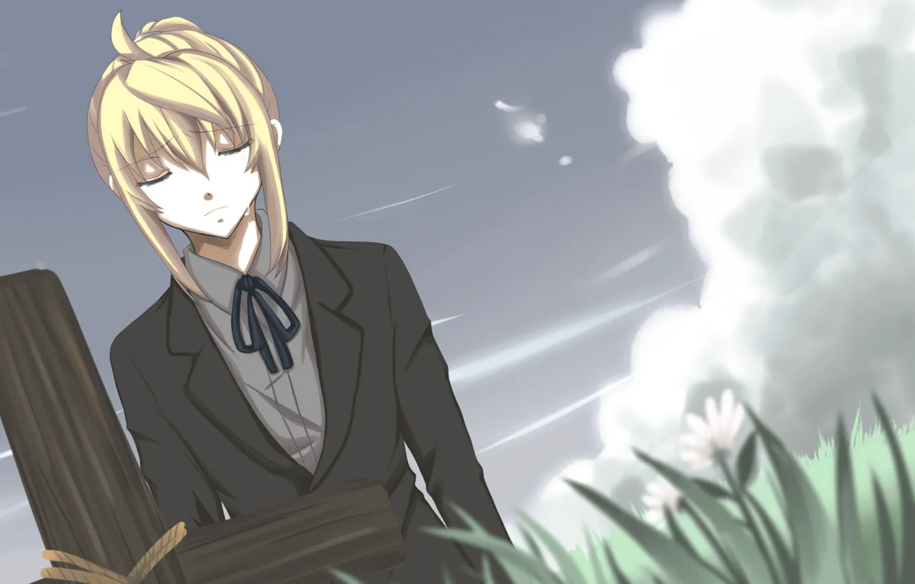 Photo wallpaper the sky, cross, guy, vocaloid, Vocaloid, Kagamine Len