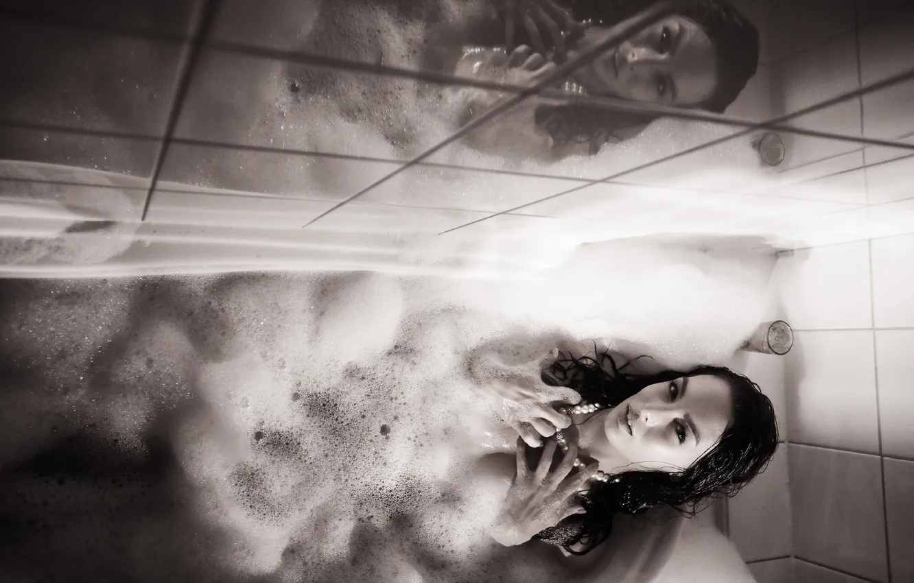 Photo wallpaper girl, background, bath