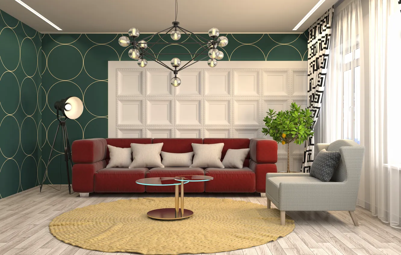 Photo wallpaper design, style, furniture, living room, living room