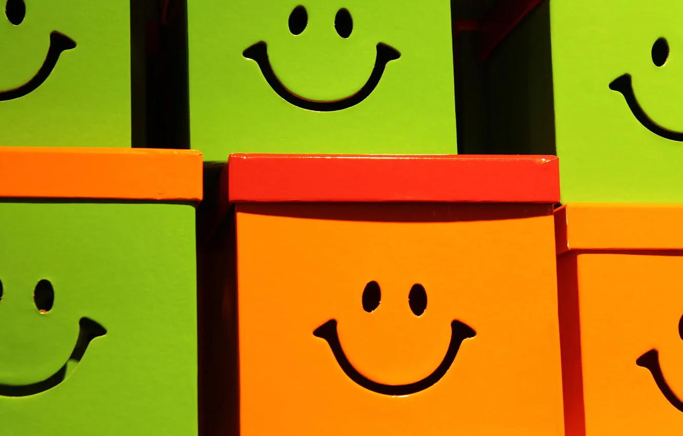 Photo wallpaper smile, containers, box, emoticons