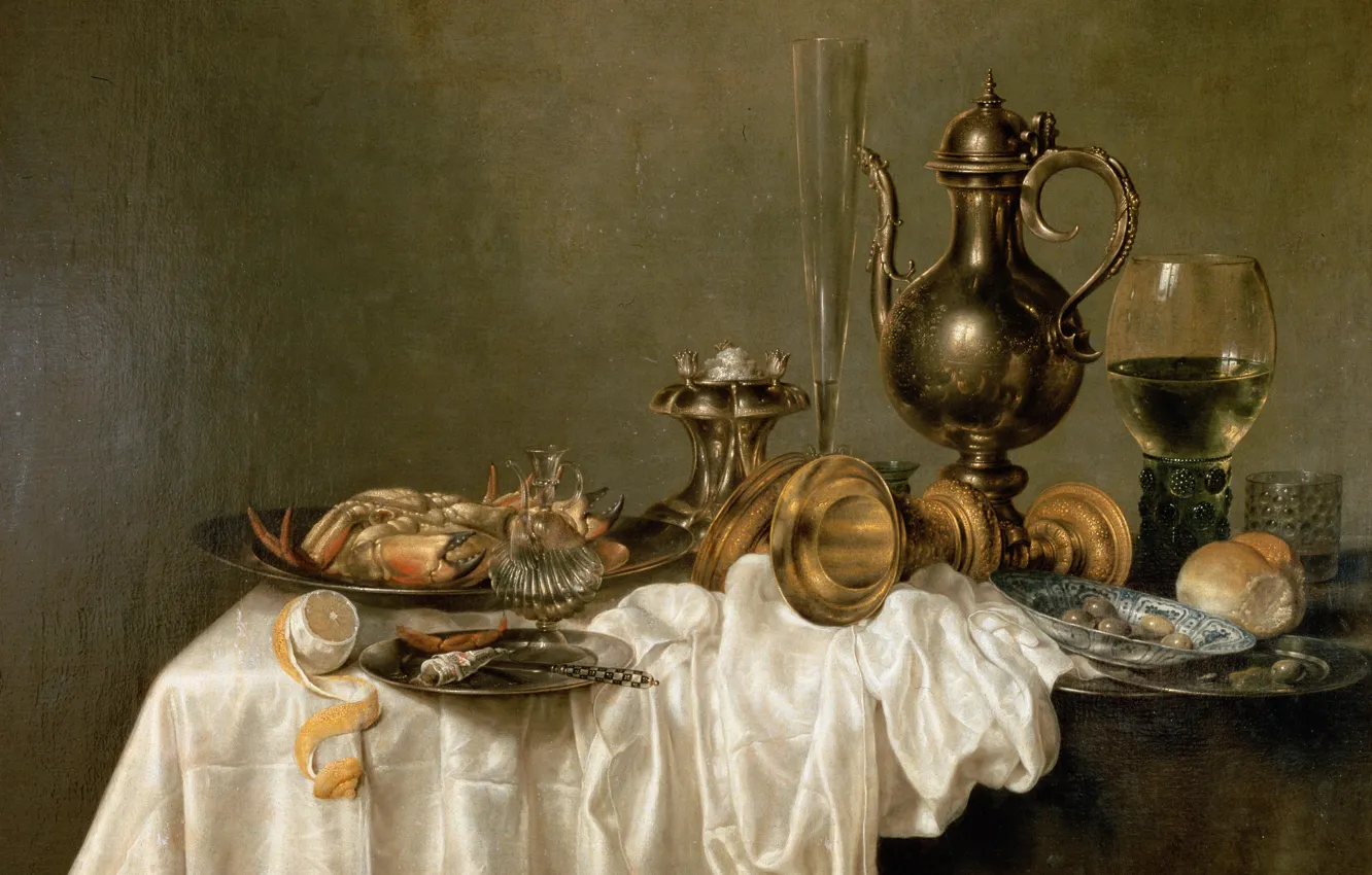 Photo wallpaper picture, still life, Willem Claesz Heda, Breakfast with a Lobster