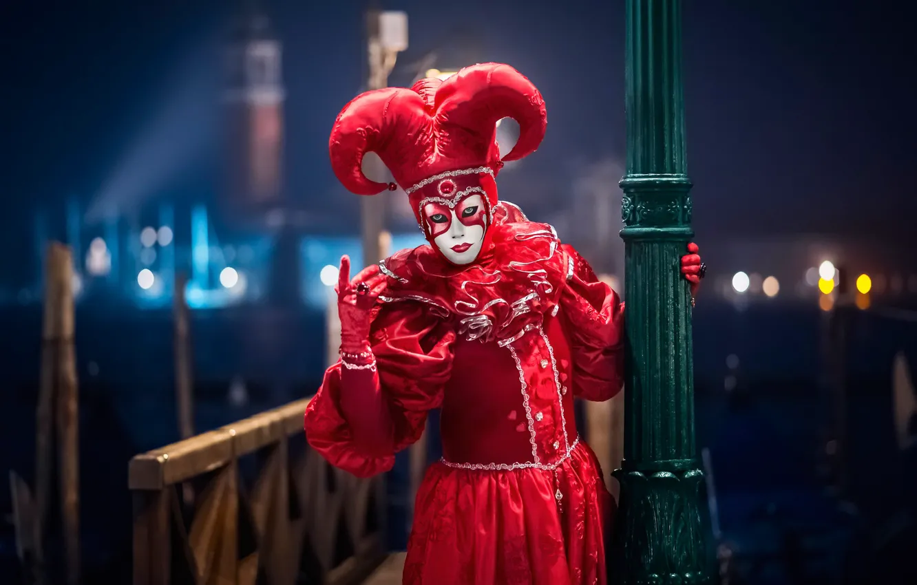 Photo wallpaper mask, Italy, costume, Venice, carnival, Harlequin