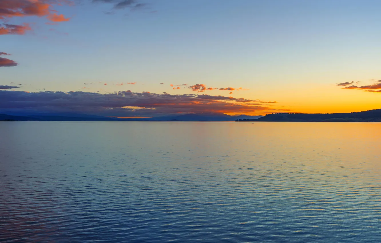 Photo wallpaper landscape, nature, lake, rasvet