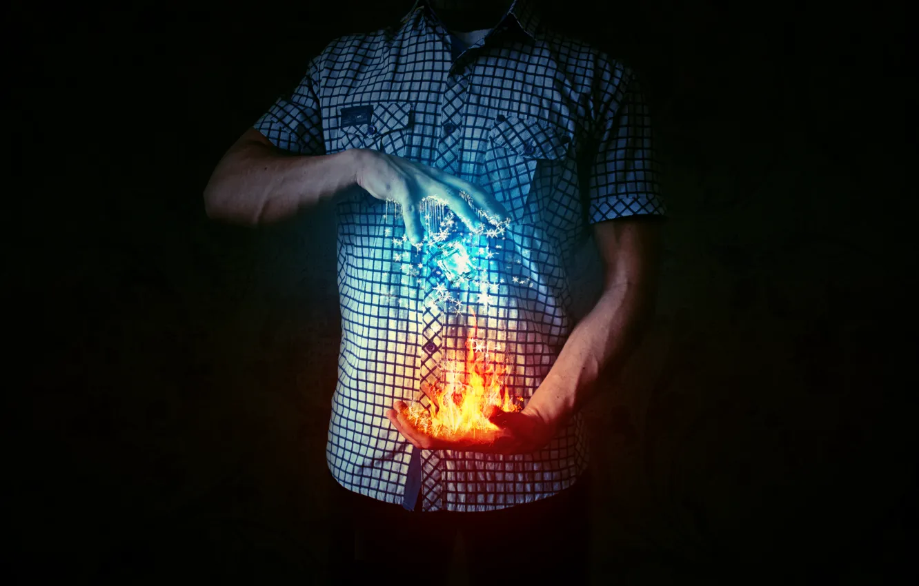 Photo wallpaper ice, snow, lights, fiction, flame, photoshop, Photoshop, Pyatkov_Denis