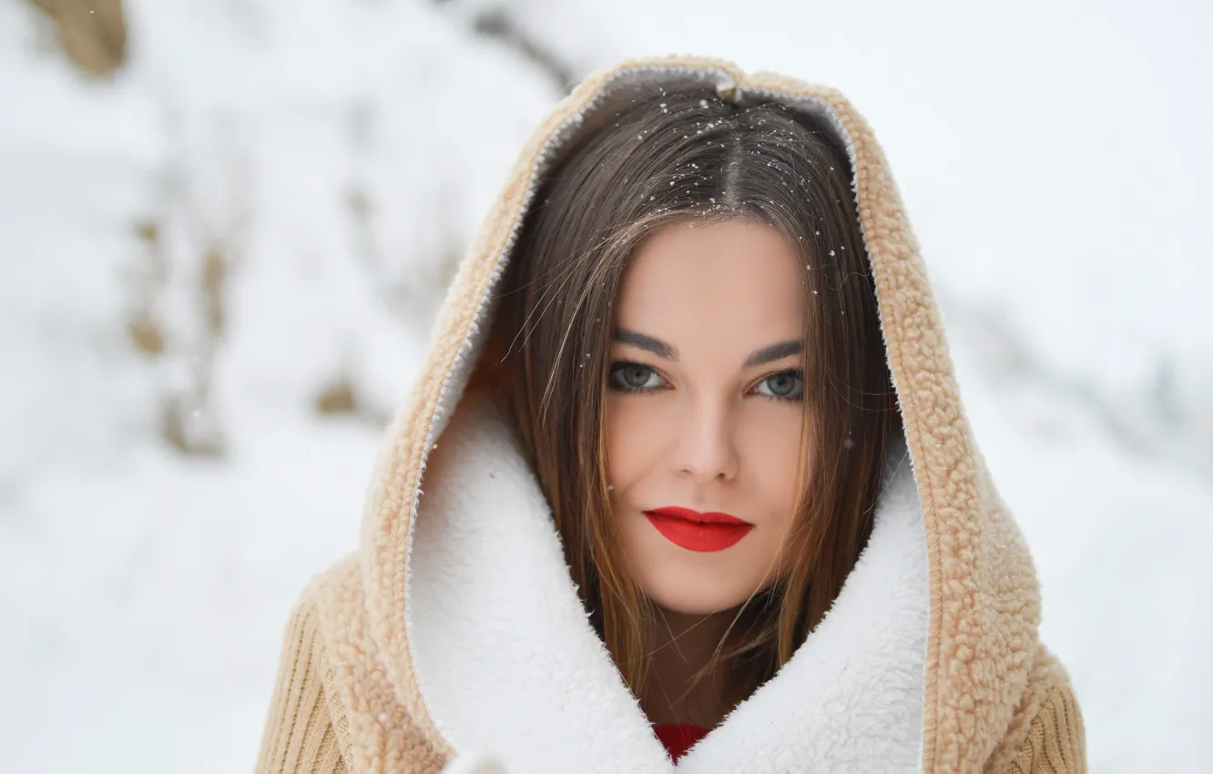 Photo wallpaper girl, winter, model, make_up