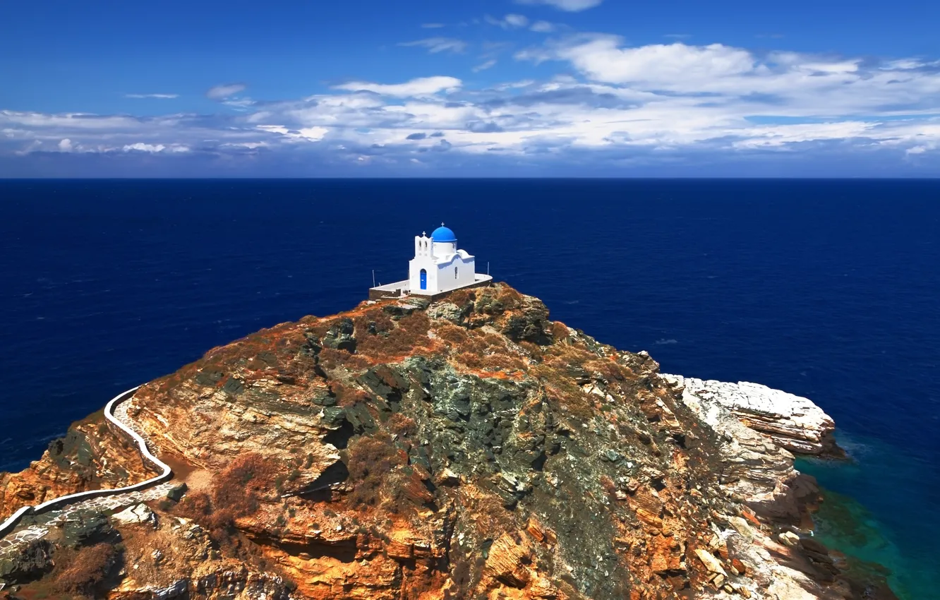 Photo wallpaper sea, Greece, Church, the island of Sifnos