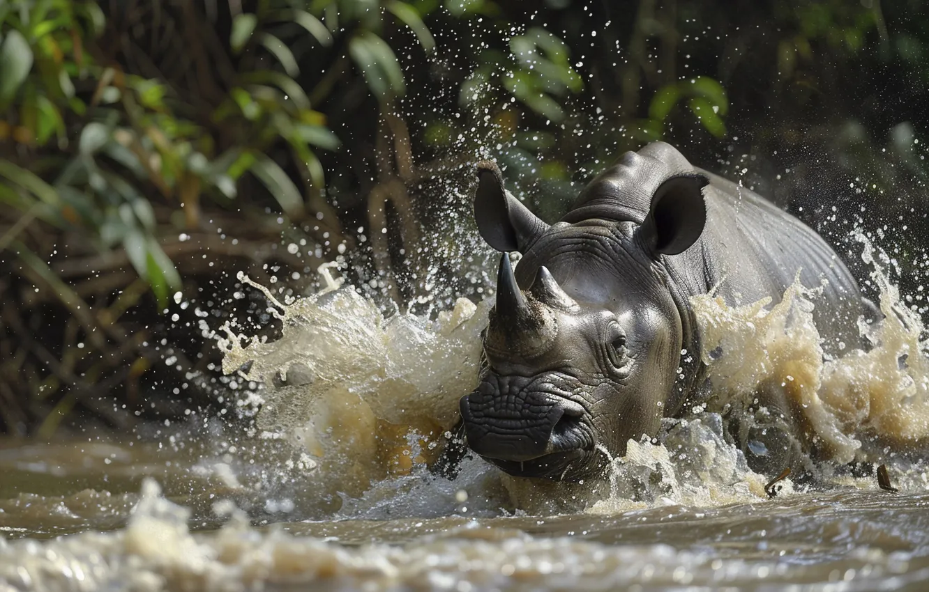 Photo wallpaper animal, wild, natural, Rhino, Habitat