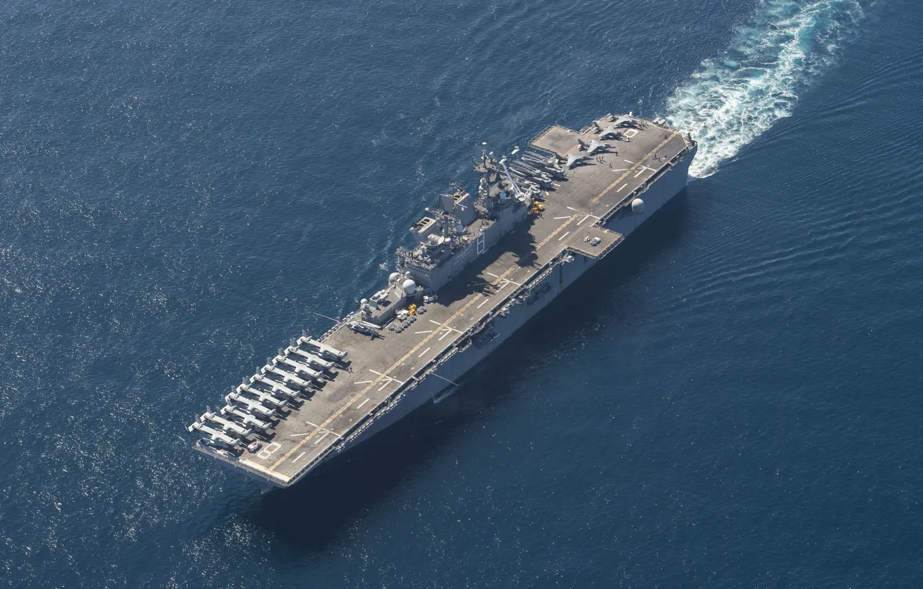 Photo wallpaper weapons, ship, army, amphibious assault ship, USS Makin Island (LHD 8)