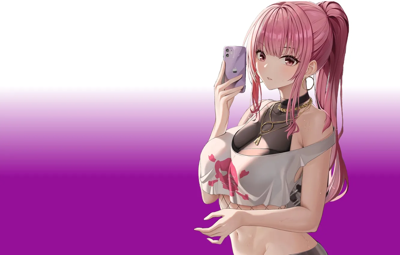 Photo wallpaper kawaii, girl, hot, sexy, Anime, boobs, pink, breasts