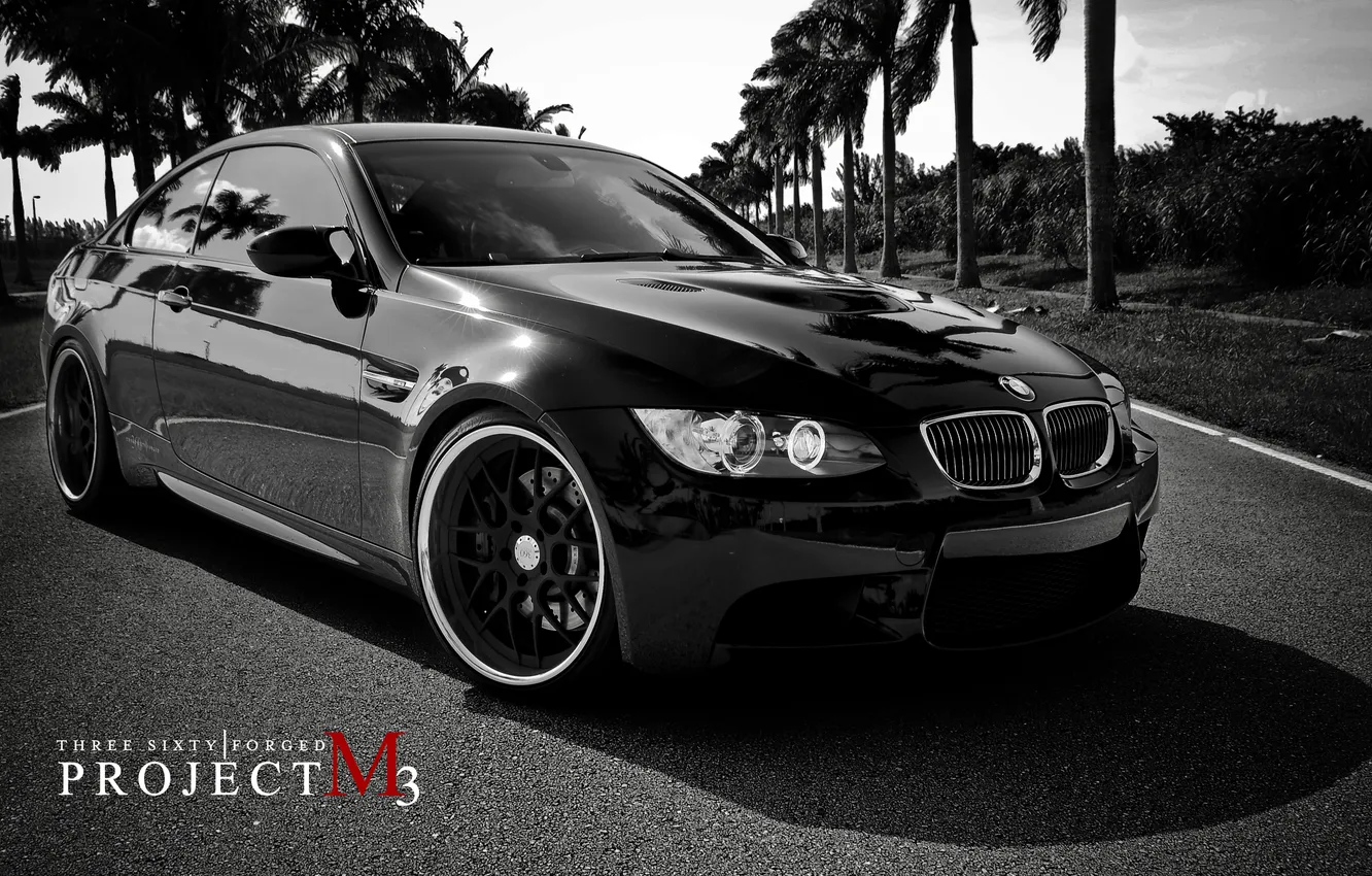 Photo wallpaper white, palm trees, black, black, bmw m3