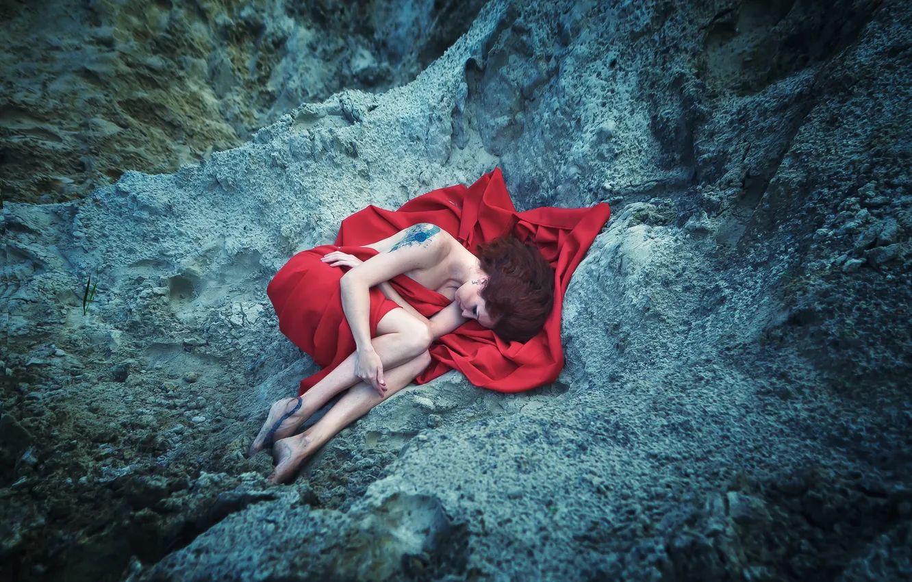 Photo wallpaper photo, tattoo, beautiful, mysterious, sleeping girl