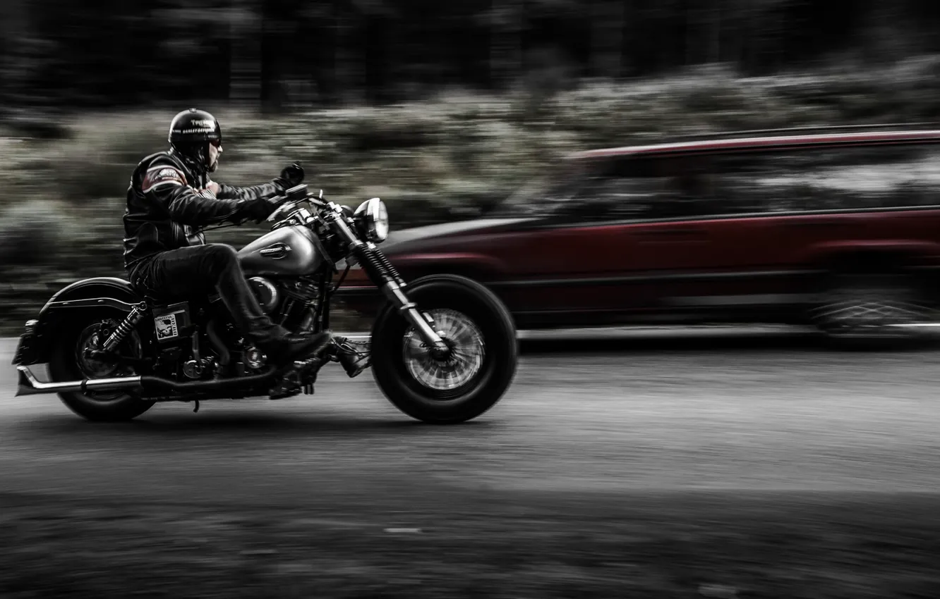 Photo wallpaper road, motorcycle, biker