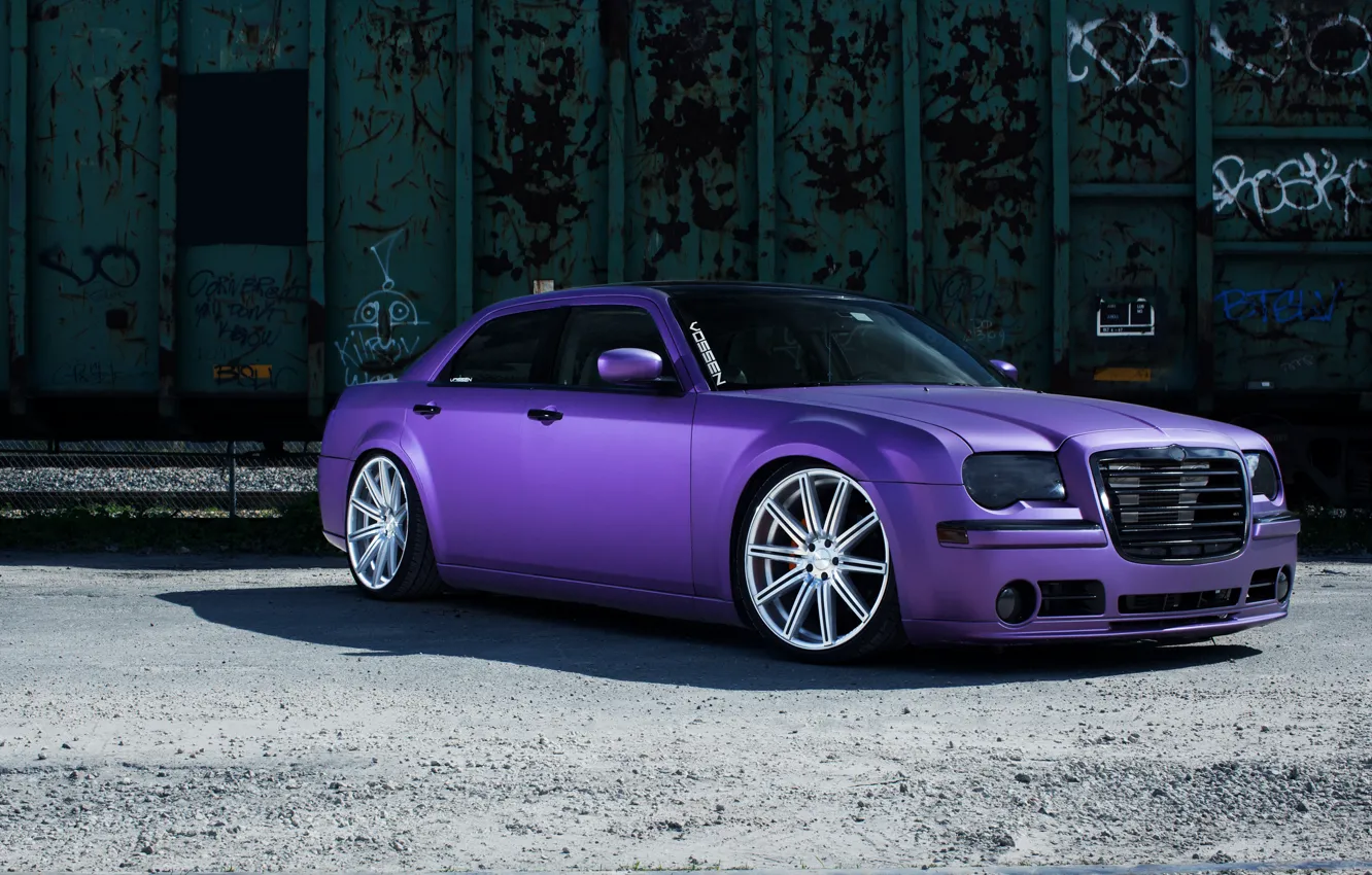 Photo wallpaper Chrysler, wheels, 300, vossen, purple