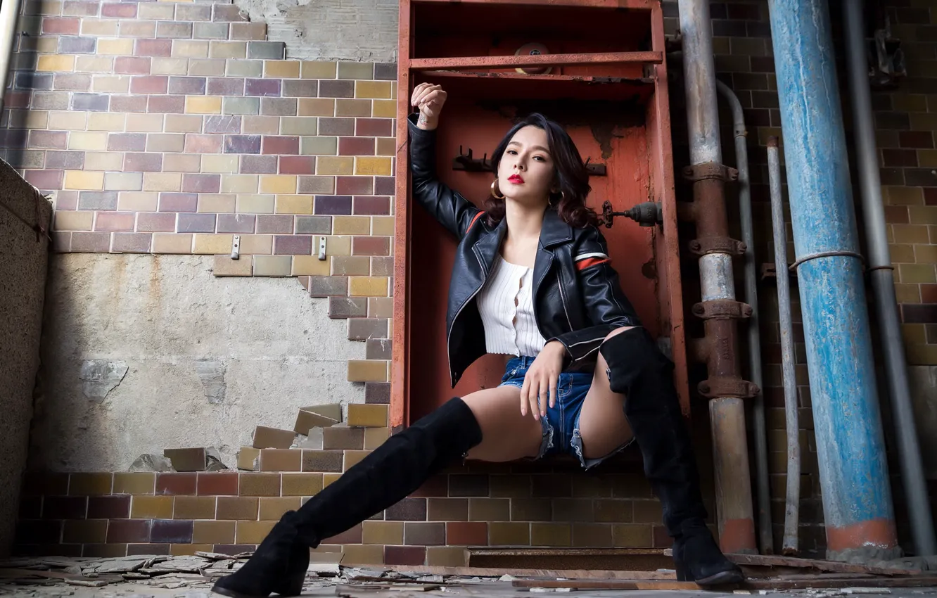 Photo wallpaper girl, pose, Asian