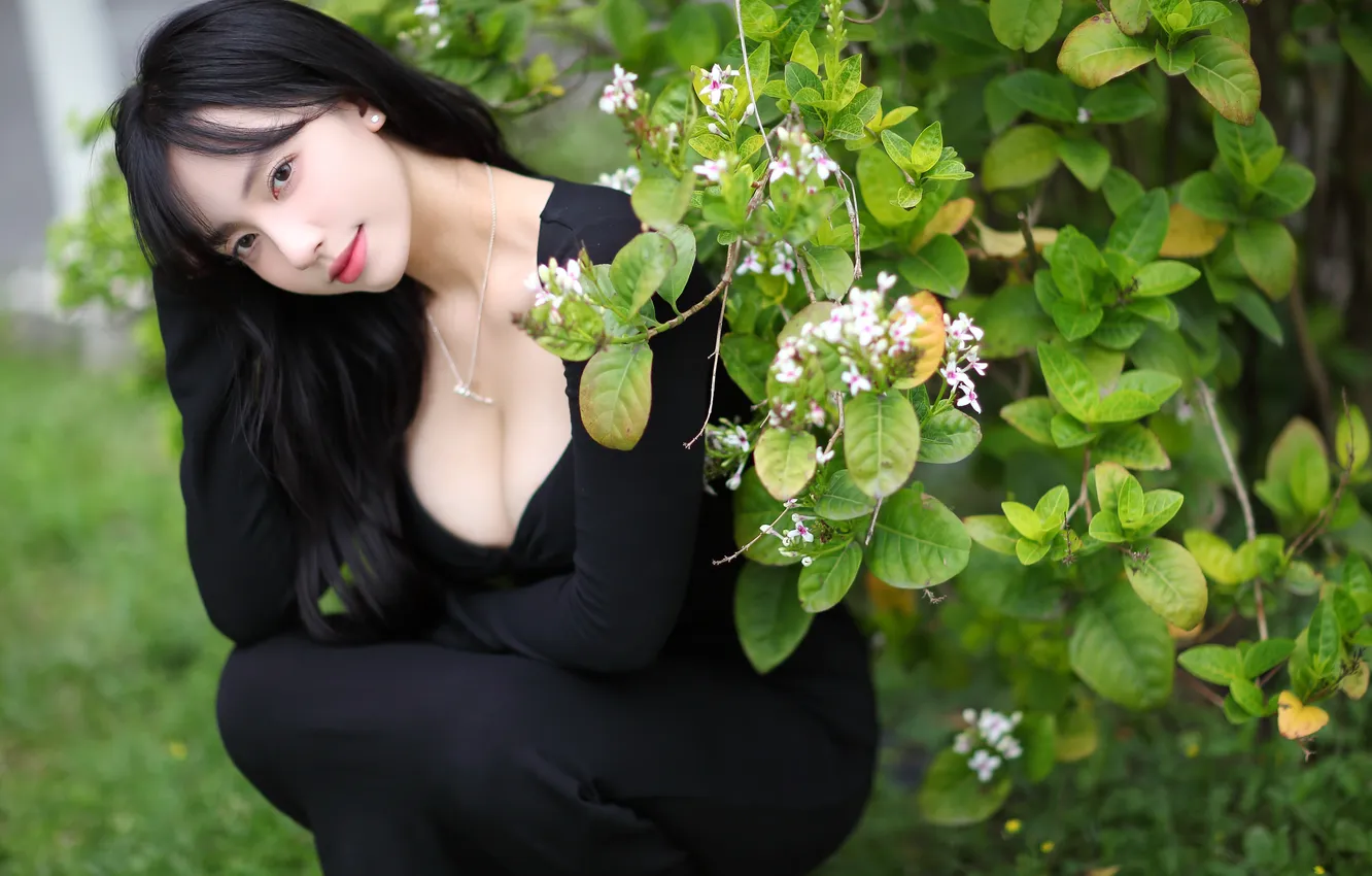 Photo wallpaper girl, spring, Asian