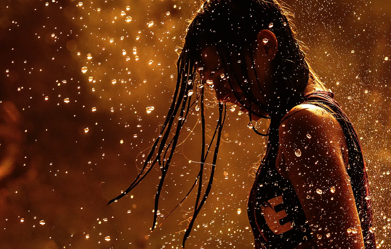 Photo wallpaper summer, girl, drops, joy, laughter