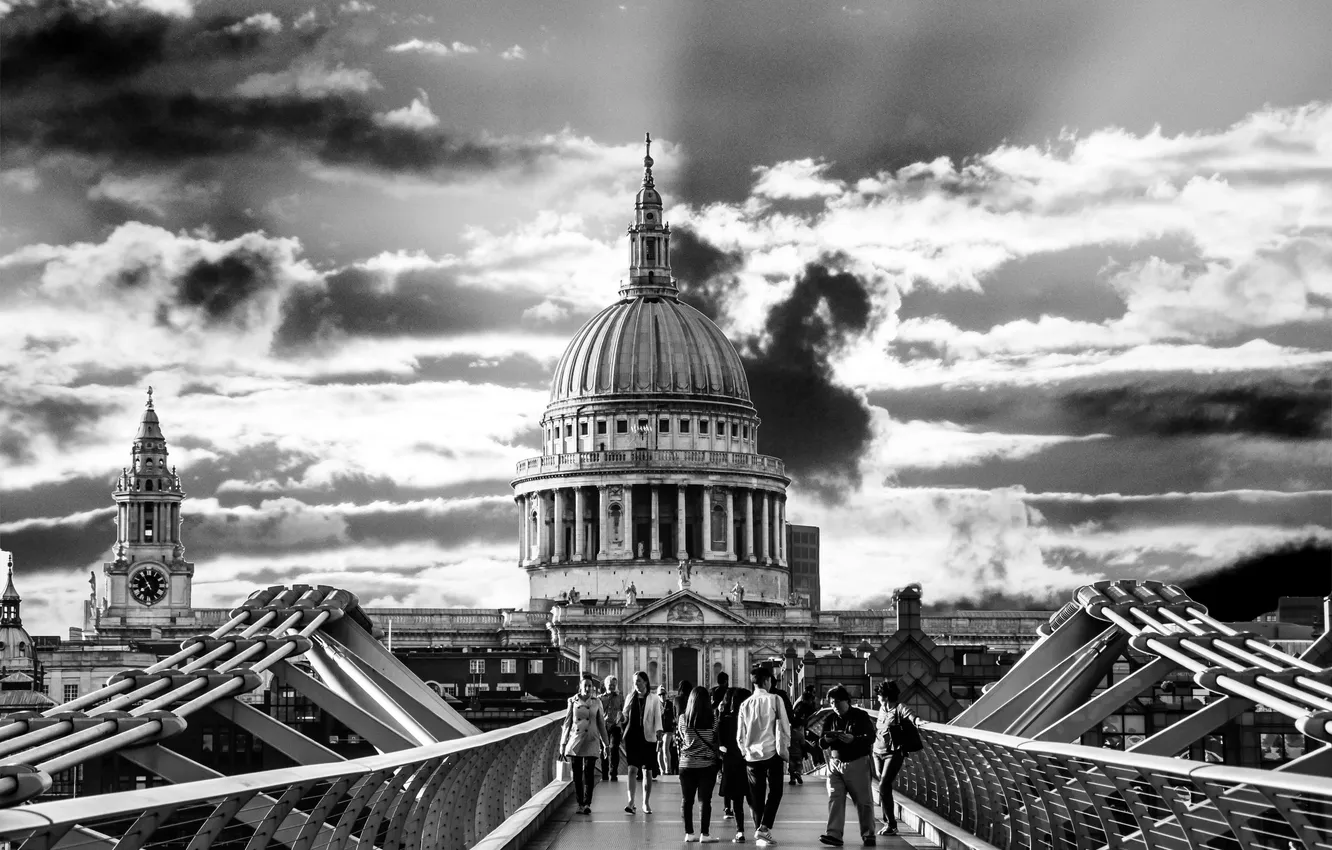 Photo wallpaper London, black and white, architecture, St. Paul's Cathedral