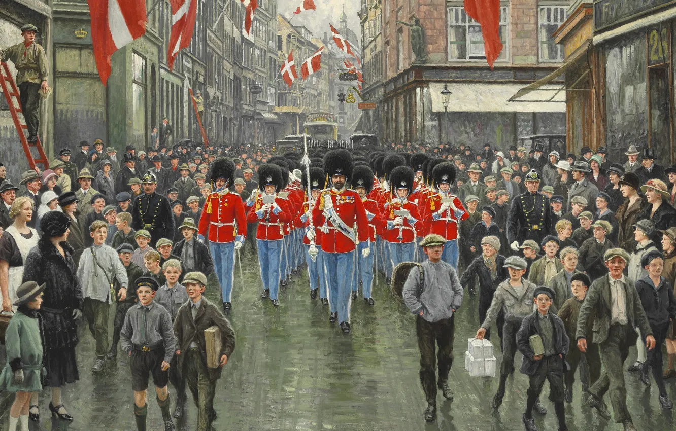 Photo wallpaper Danish painter, 1925, Danish painter, Paul Gustav Fischer, Paul Gustav Fischer, The King's Birthday, The …