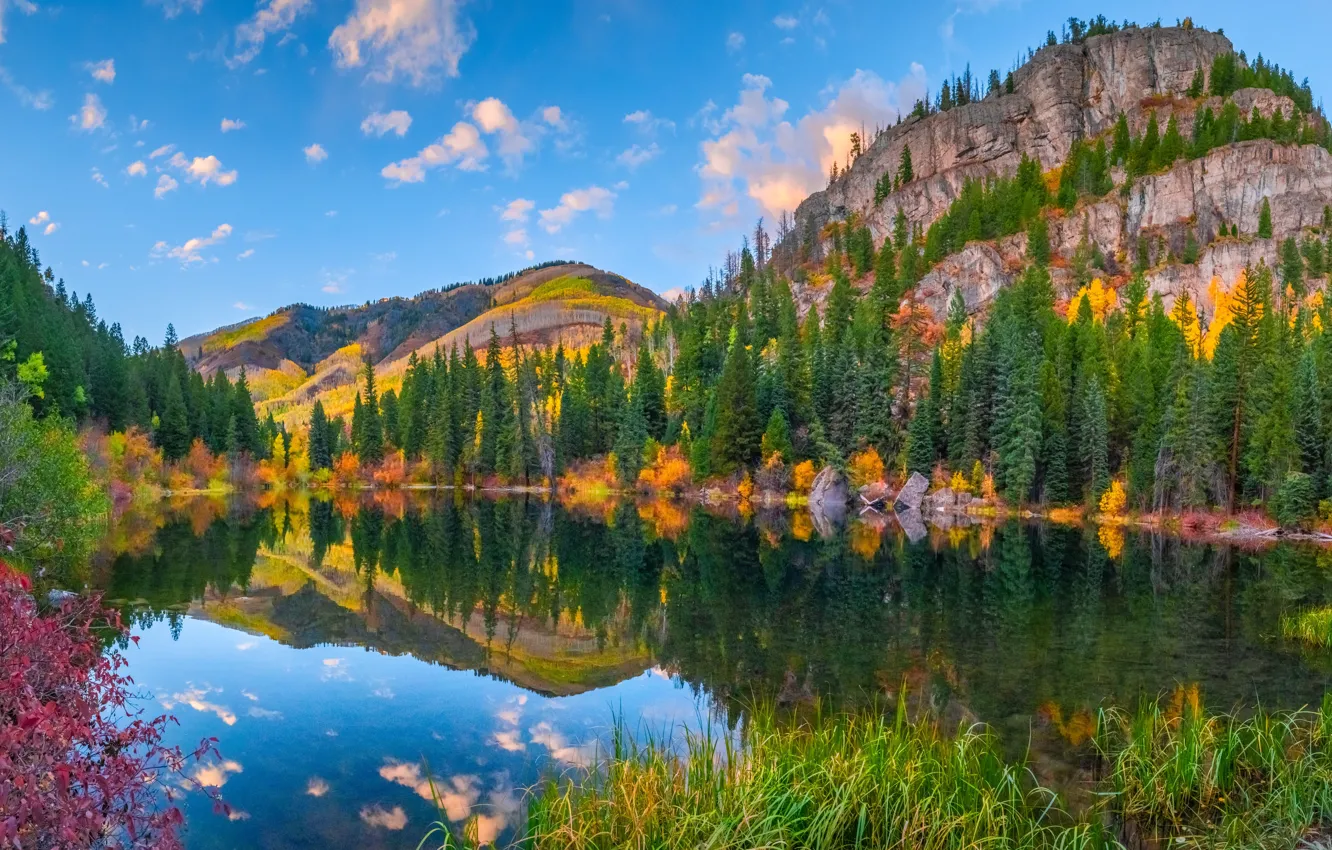 Photo wallpaper autumn, landscape, mountains, lake, USA, USA, lake, Colorado