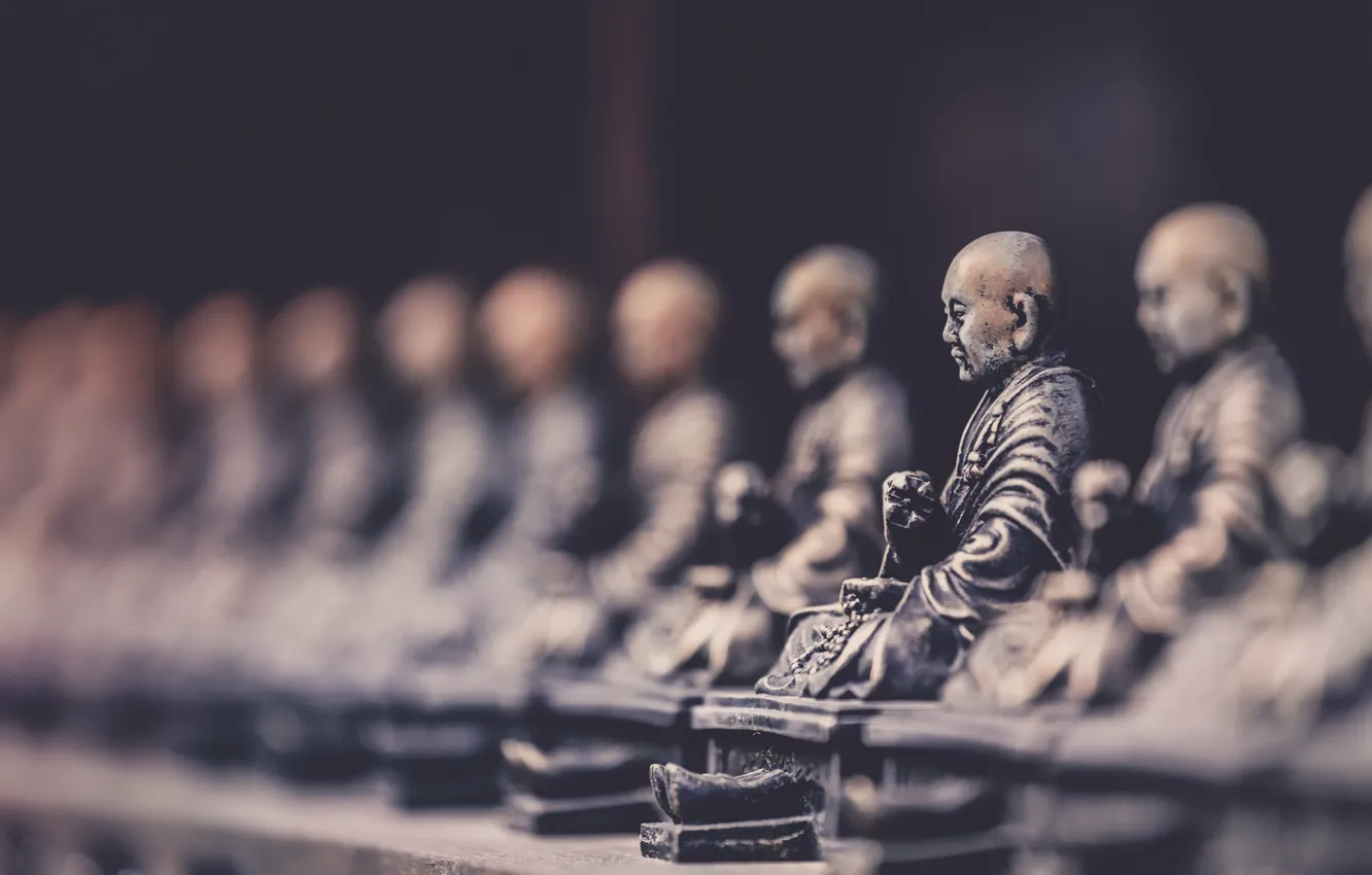 Photo wallpaper bokeh, temple, statues