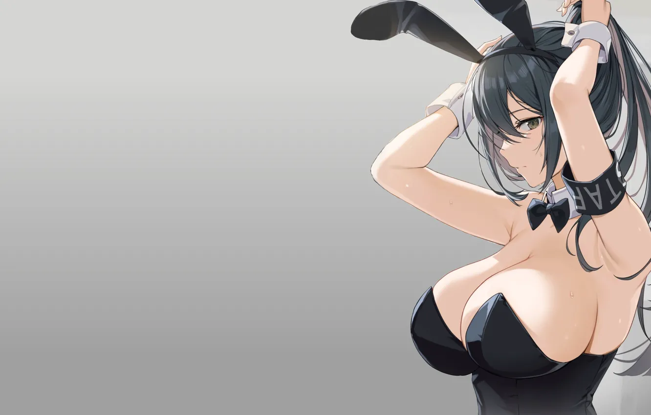 Photo wallpaper sexy, black, boobs, anime, pretty, breasts, bunny, oppai
