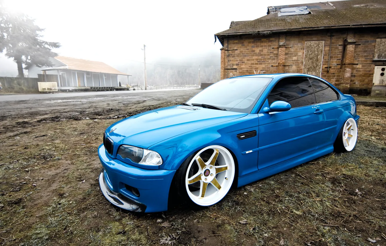 Photo wallpaper BMW, blue, tuning, E46