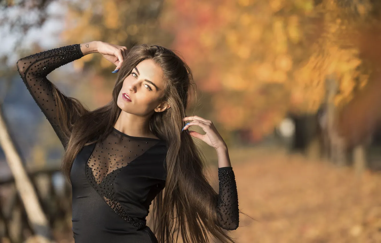 Photo wallpaper look, background, model, hair, dress, beauty, Federica