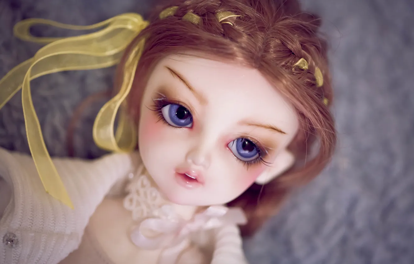 Photo wallpaper doll, tape, blue eyes, doll, BJD