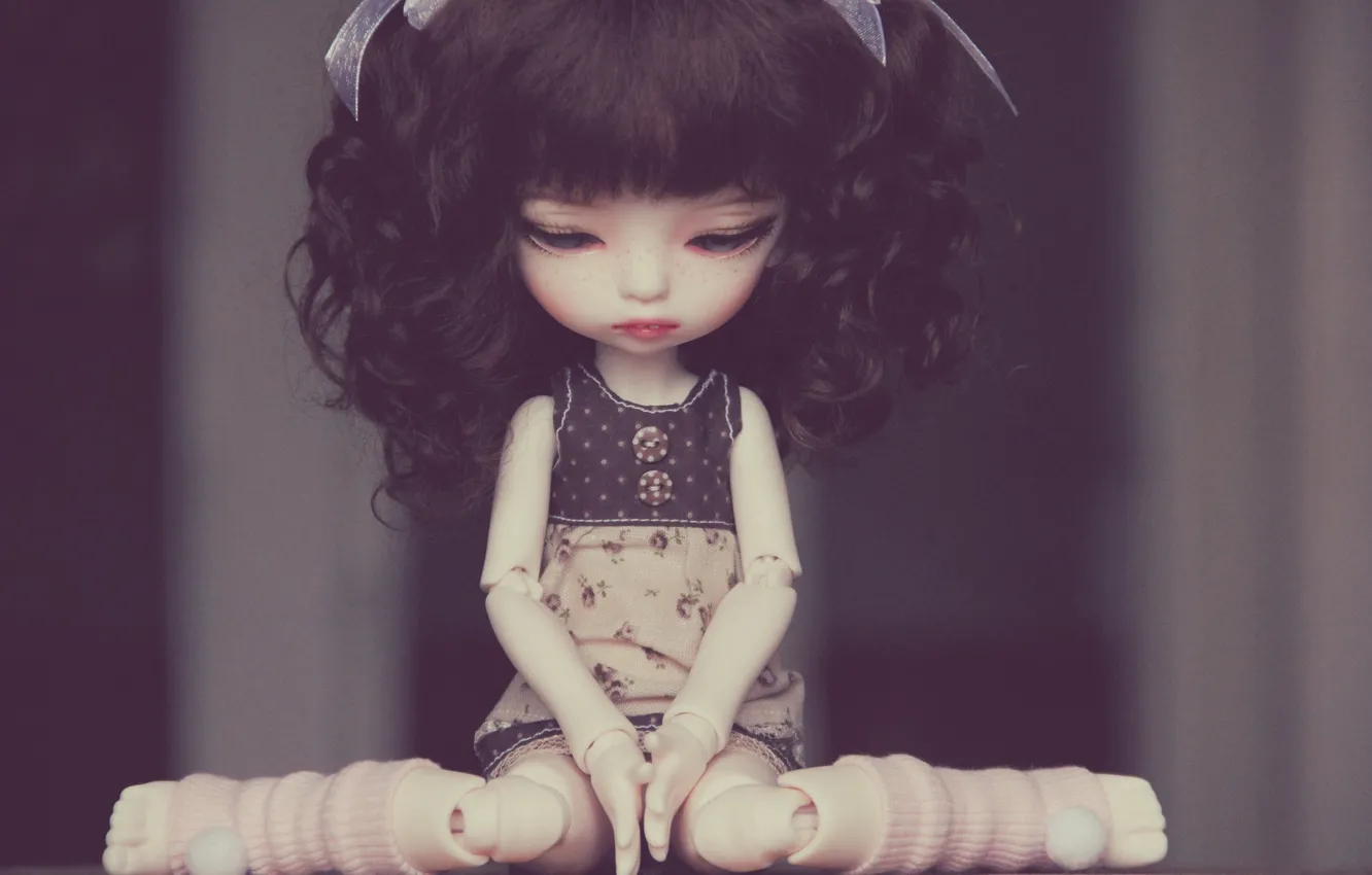 Photo wallpaper sadness, pose, mood, hair, toy, doll