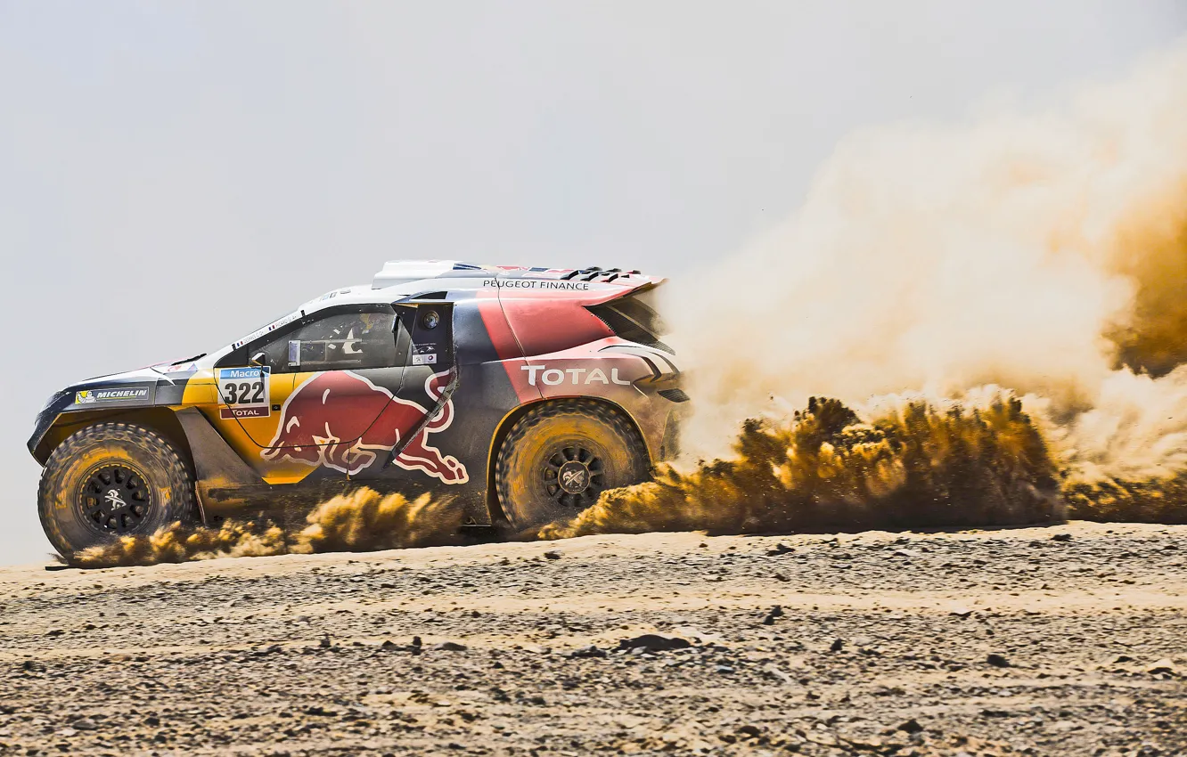 Photo wallpaper 2008, Dust, Sport, Speed, Race, Peugeot, Heat, Red Bull
