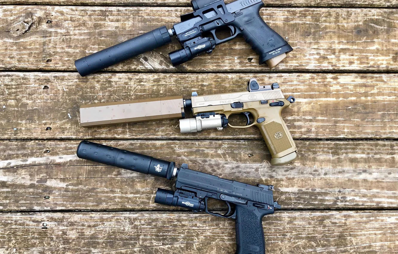 Photo wallpaper gun, weapons, muffler
