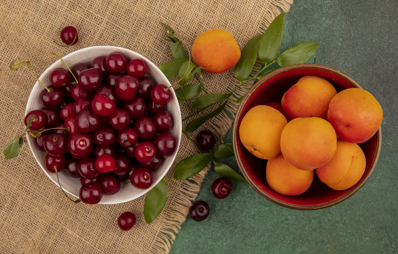 Photo wallpaper cherry, cherry, apricots