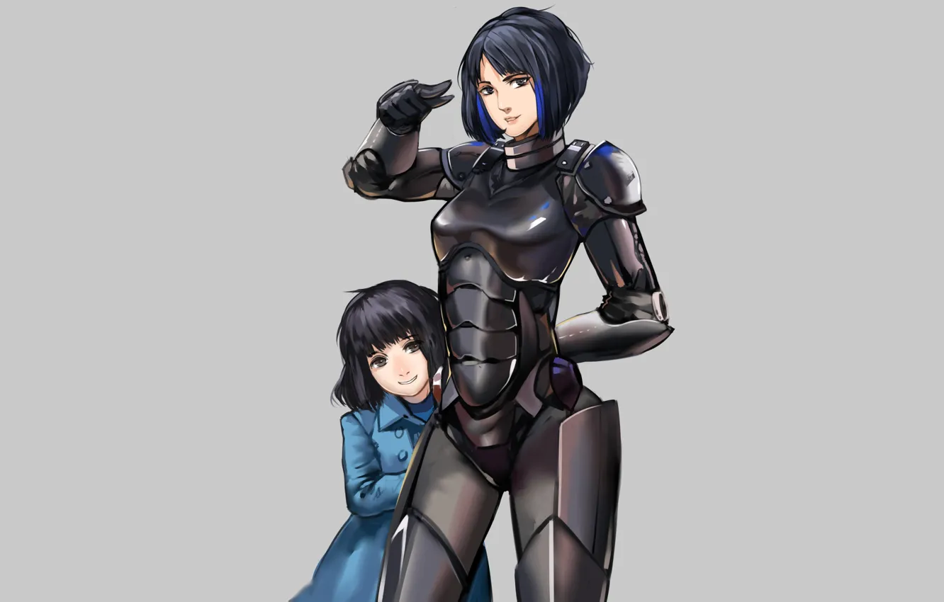 Photo wallpaper the film, minimalism, art, costume, girl, Asian, grey background, art