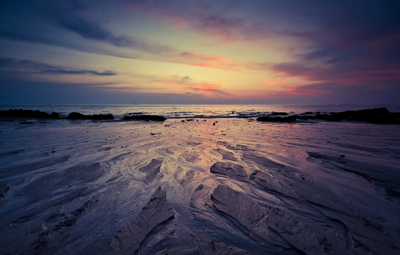 Photo wallpaper sea, the sky, shore, the evening