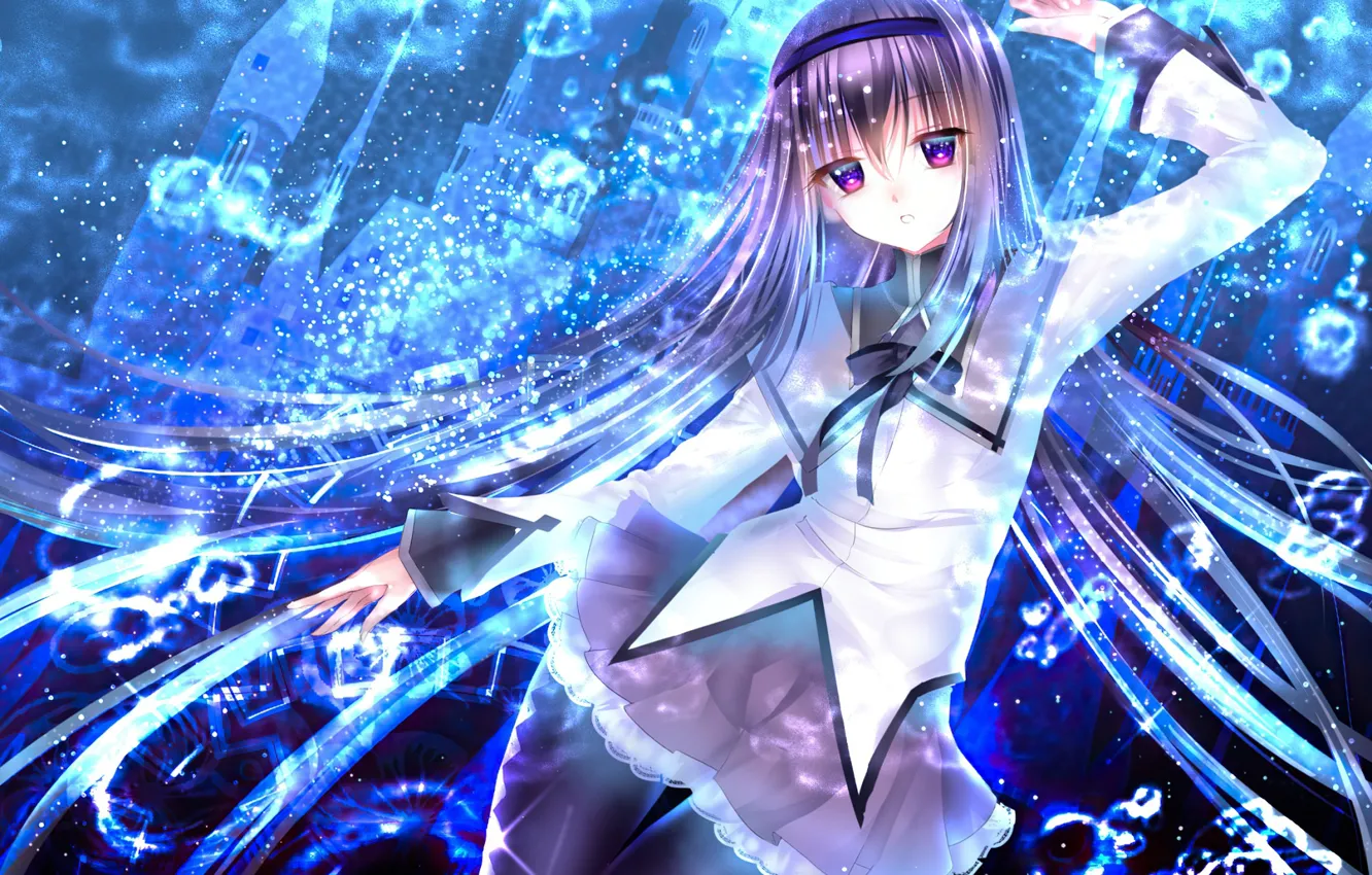 Photo wallpaper girl, magic, Girl Madoka, Homura Akemi