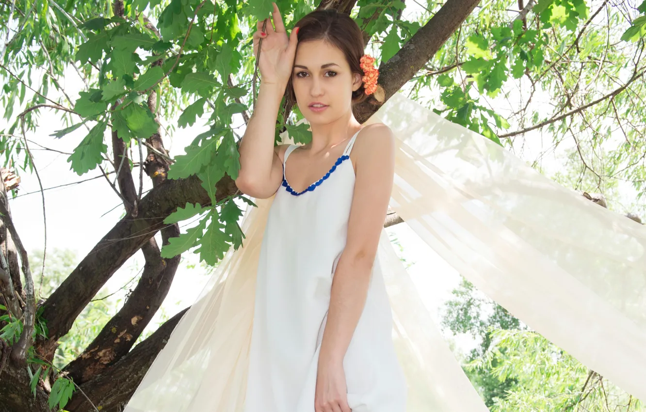 Photo wallpaper girl, trees, nature, Lilian A