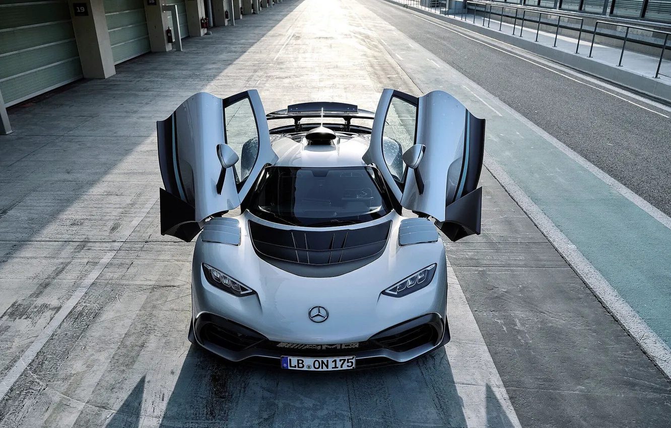 Photo wallpaper sports car, One, Mercedes-AMG, open doors
