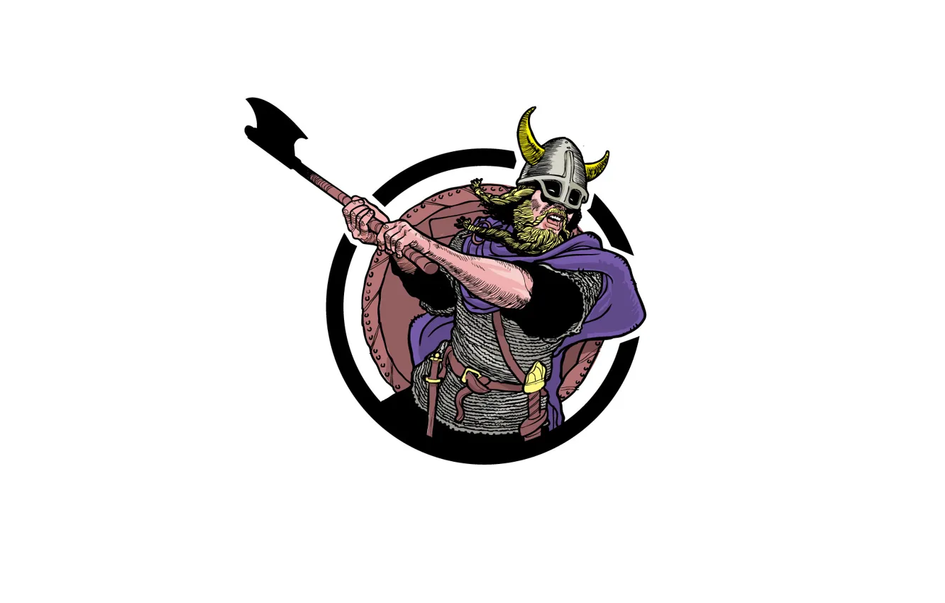 Photo wallpaper warrior, blow, helmet, axe, Viking