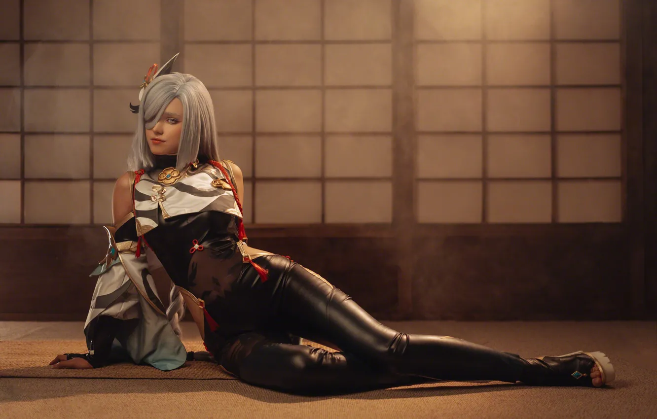 Photo wallpaper long hair, anime, model, women, cosplay, anime girls, indoors, looking at viewer