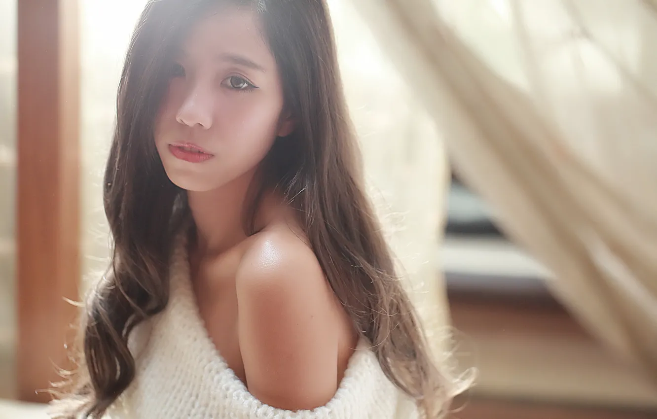 Photo wallpaper girl, face, hair, East, krasotulka